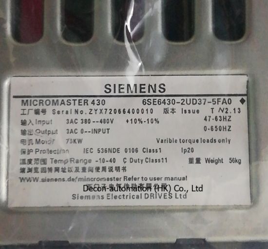 Siemens Micromaster 430 75kw Drive 6se64302ud375fa0 with Filter